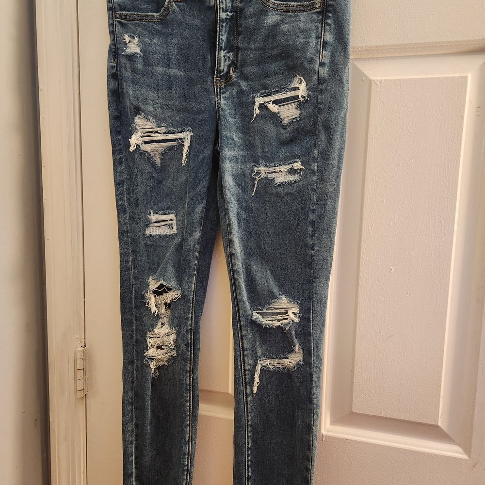 American Eagle Outfitters Distressed Blue Skinny Jeans